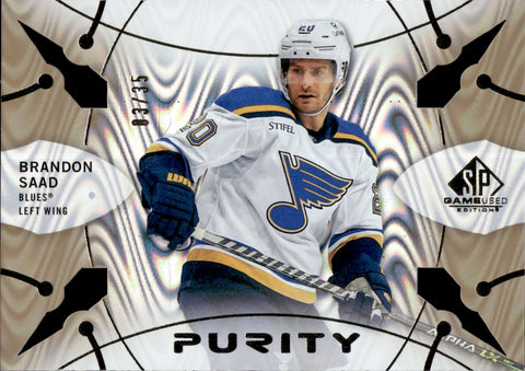 2022-23 Brandon Saad Upper Deck SP Game Used PURITY GOLD 03/35 #P32 St. Louis Blues