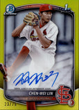 2025 Chen-Wei Lin Bowman Chrome 1ST BOWMAN YELLOW REFRACTOR AUTO 23/75 AUTOGRAPH #CPA-CL St. Louis Cardinals