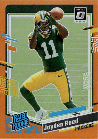 2023 Jayden Reed Donruss Optic ORANGE RATED ROOKIE 026/249 RC #239 Green Bay Packers