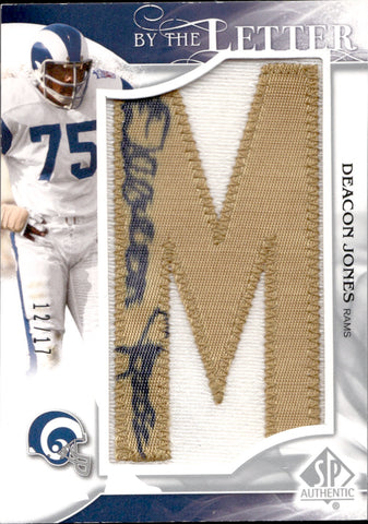 2009 Deacon Jones Upper Deck SP Authentic BY THE LETTER PATCH AUTO 12/17 AUTOGRAPH #BLS-DJ Los Angeles Rams HOF