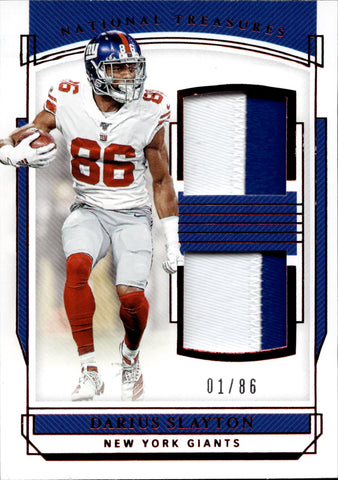 2019 Darius Slayton Panini National Treasures ROOKIE RED JERSEY NUMBER DUAL MATERIALS PATCH JERSEY 01/86 RELIC #RDM-40 New York Giants