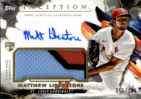 2023 Matthew Liberatore Topps Inception ROOKIE PATCH AUTO 055/149 AUTOGRAPH RELIC RC #IAP-ML St. Louis Cardinals