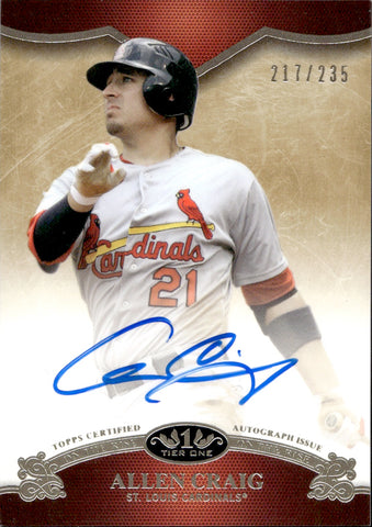 2012 Allen Craig Topps Tier One ON THE RISE AUTO 217/235 AUTOGRAPH #OR-AC St. Louis Cardinals