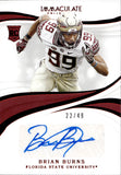 2019 Brian Burns Panini Immaculate Collection Collegiate RUBY RED ROOKIE AUTO 22/49 AUTOGRAPH RC #75 New York Gaints