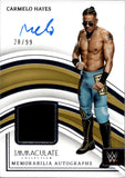 2023 Carmelo Hayes Relic Auto Autograph Panini Immaculate Collection WWE Memorabilia Autographs 28/99 #MA-CHY NXT