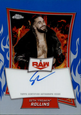 2025 Seth "Freakin" Rollins Topps Chrome RED BRAND BLUE REFRACTOR AUTO 105/150 AUTOGRAPH #RBA-SET Monday Night Raw