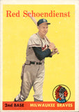 1958 Red Schoendienst Topps #190 Milwaukee Braves BV $50