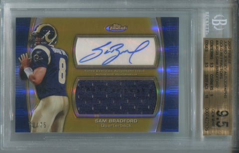 2010 Sam Bradford Topps Finest GOLD REFRACTOR ROOKIE JERSEY AUTO 70/75 AUTOGRAPH RELIC RC BGS 9.5/10 #AJR-SB St. Louis Rams 2126