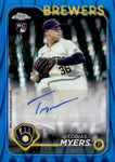 2024 Tobias Myers Topps Chrome ROOKIE BLUE RAYWAVE REFRACTOR AUTO 130/150 AUTOGRAPH RC #AC-TM Milwaukee Brewers