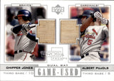 2001 Albert Pujols Chipper Jones Upper Pros & Prospects ROOKIE DUAL BAT RELIC RC #PP-JP Cardinals Braves