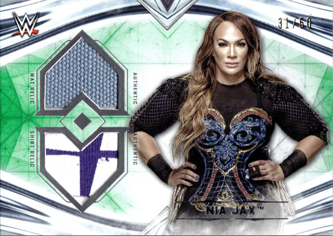 2020 Nia Jax Topps WWE Undisputed GREEN DUAL SHIRT 31/50 RELIC #DR-NJ Monday Night Raw