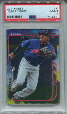 2014 Jose Ramirez Topps Finest ROOKIE RC PSA 8 #81 Cleveland Indians 5413