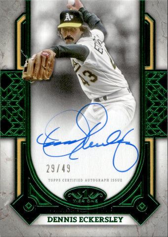 2024 Dennis Eckersley Topps Tier One EMERALD GREEN PRIME PERFORMERS AUTO 29/49 AUTOGRAPH #PPA-DE Oakland A's HOF