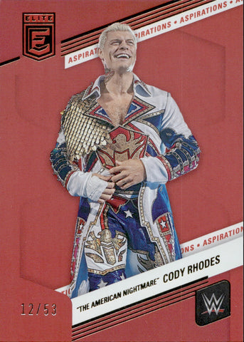 2023 "The American Nightmare" Cody Rhodes Donruss Elite ASPIRATIONS RED 12/53 #56 Monday Night Raw