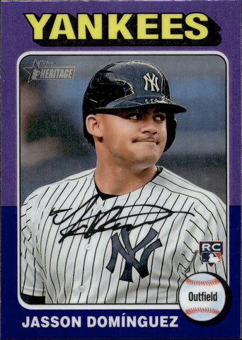 2024 Jasson Dominguez Topps Heritage ROOKIE HOT BOX CHROME PURPLE REFRACTOR #399 New York Yankees