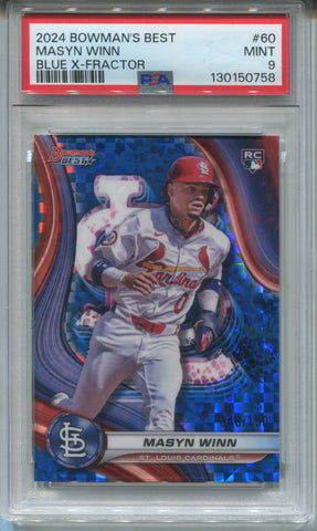 2024 Masyn Winn Bowman's Best ROOKIE BLUE XFRACTOR 048/150 RC PSA 9 #60 St. Louis Cardinals 0758
