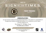 2024-25 Trent Frederic Upper Deck Sp Authentic SIGN OF THE TIMES BLACK INSCRIPTION AUTO 21/99 Boston Bruins #SOTT-TF