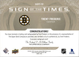 2024-25 Trent Frederic Upper Deck Sp Authentic SIGN OF THE TIMES BLACK INSCRIPTION AUTO 21/99 Boston Bruins #SOTT-TF