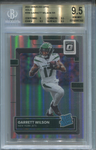 2022 Garrett Wilson Donruss Optic HOLO SILVER RATED ROOKIE BGS 9.5 #206 New York Jets 0360