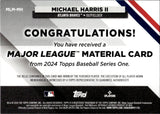 2024 Michael Harris II Topps Series 1 MAJOR LEAGUE MATERIAL JERSEY RELIC #MLM-MH Atlanta Braves