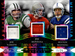 2024 Peyton Manning Joe Montana Joe Namath Leaf In the Game Used RAINBOW FOIL TRIOS TRIPLE JERSEY 07/25 RELIC #GUMT-9 Colts 49ers Jets HOF