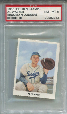 1955 Al Walker Golden Stamps PSA 8 #NA Brooklyn Dodgers 3713