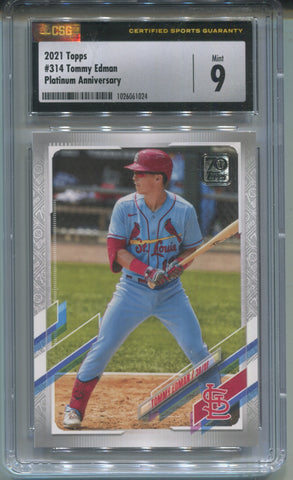 2021 Tommy Edman Topps Series 1 PLATINUM ANNIVERSARY 34/70 CSG 9 #314 St. Louis Cardinals 1024