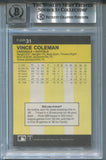 1986 Vince Coleman Fleer BAS AUTHENTIC 10 AUTO AUTOGRAPH #31 St. Louis Cardinals 0769
