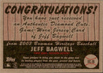 2003 Jeff Bagwell Bowman Heritage DIAMOND CUTS JERSEY RELIC #DC-JB Houston Astros HOF