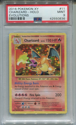 2016 Charizard Pokemon XY HOLO EVOLUTIONS PSA 9 #11 0836