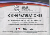 2022 Yadier Molina Topps Series 2 BATTING HELMET COMMEMORATIVE RELIC #BH-YM St. Louis Cardinals