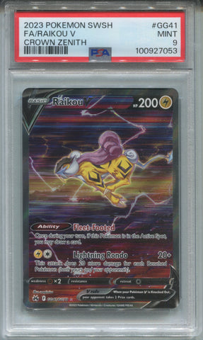 2023 FA/ Raikou V Pokemon SWSH CROWN ZENITH PSA 9 #GG41 7053
