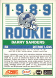 1989 Barry Sanders Score ROOKIE RC #257 Detroit Lions HOF *NRMT*