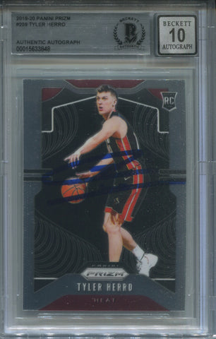 2019-20 Tyler Herro Panini Prizm BAS AUTHENTIC 10 ROOKIE AUTO AUTOGRAPH RC #259 Miami Heat 3848