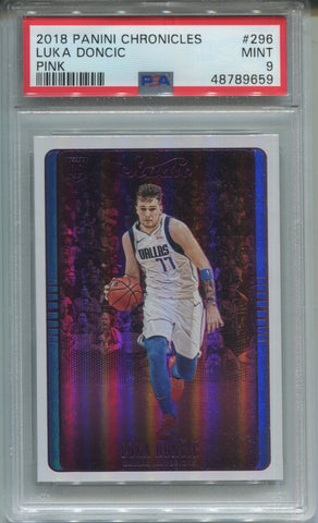 2018-19 Luka Doncic Panini Chronicles PINK ROOKIE RC PSA 9 #296 Dallas Mavericks 9659