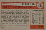 1954 Frank Shea Bowman #104 Washington Senators BV $12