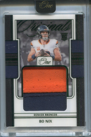 2024 Bo Nix Panini One ROOKIE EMERALD GREEN ORIGINALS JUMBO PATCH 02/25 RELIC RC #OOP-BNX Denver Broncos