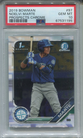 2019 Noevi Marte Bowman Chrome 1ST BOWMAN PSA 10 #97 Seattle Mariners 1195