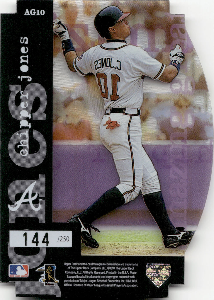 1998 Chipper Jones Upper Deck AMAZING GREATS 144/250 DIE CUT #AG10 Atl