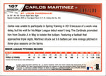 2013 Carlos Martinez Topps Chrome ROOKIE BLACK REFRACTOR AUTO 069/100 AUTOGRAPH #107 St. Louis Cardinals
