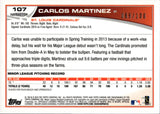 2013 Carlos Martinez Topps Chrome ROOKIE BLACK REFRACTOR AUTO 069/100 AUTOGRAPH #107 St. Louis Cardinals