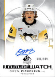 2024-25 Owen Pickering Upper Deck SP Authentic FUTURE WATCH ROOKIE AUTO 606/999 AUTOGRAPH RC #178 Pittsburgh Penguins