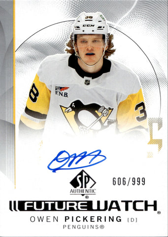 2024-25 Owen Pickering Upper Deck SP Authentic FUTURE WATCH ROOKIE AUTO 606/999 AUTOGRAPH RC #178 Pittsburgh Penguins