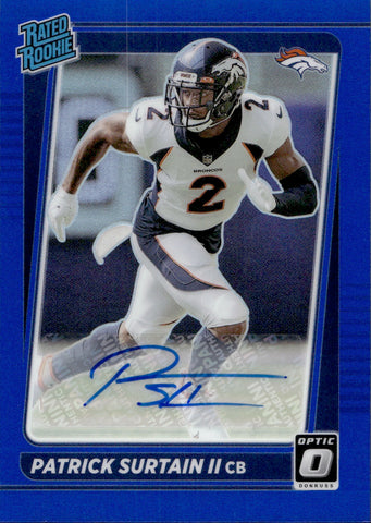 2021 Patrick Surtain II Donruss Optic BLUE RATED ROOKIE AUTO 30/40 AUTOGRAPH #244 Denver Broncos
