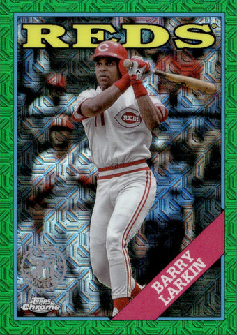 2023 Barry Larkin Topps Series 1 GREEN REFRACTOR 1988 DESIGN 48/99 #T88C-18 Cincinnati Reds HOF