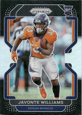 2021 Javonte Williams Panini Chronicles PRIZM BLACK HOLO SILVER ROOKIE RC #PB-23 Denver Broncos