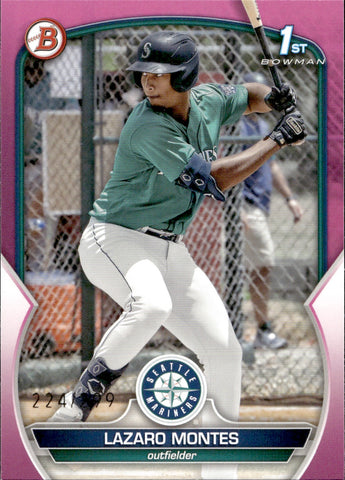 2023 Lazaro Montes Bowman 1ST BOWMAN PROSPECTS FUCHSIA 224/299 #BP-58 Seattle Mariners