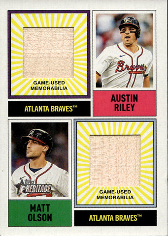 2025 Austin Riley Matt Olson Topps Heritage DUAL MLB COLLECTION BATRELIC #DPMCR-RO Atlanta Braves