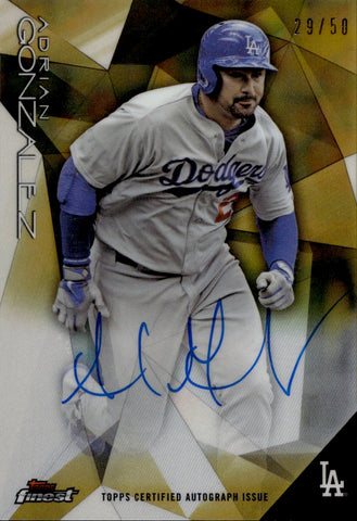 2015 Adrian Gonzalez Topps Finest GOLD REFRACTOR AUTO 29/50 AUTOGRAPH #FA-AG Los Angeles Dodgers