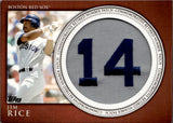 2012 Jim Rice Topps Series 1 COMMEMORATIVE RETIRED NUMBER PATCH Boston Red Sox #RN-JRI